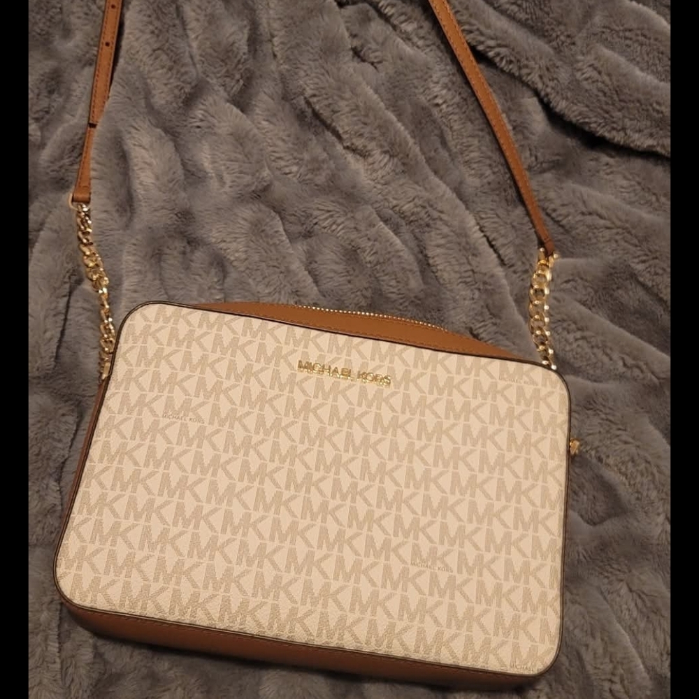 Michael Kors Tan and Cream Crossbody Bag